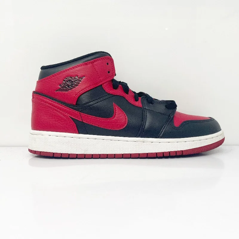 Nike Boys Air Jordan 1 Mid 554725-074 Red Basketball Shoes Sneakers Size 7Y