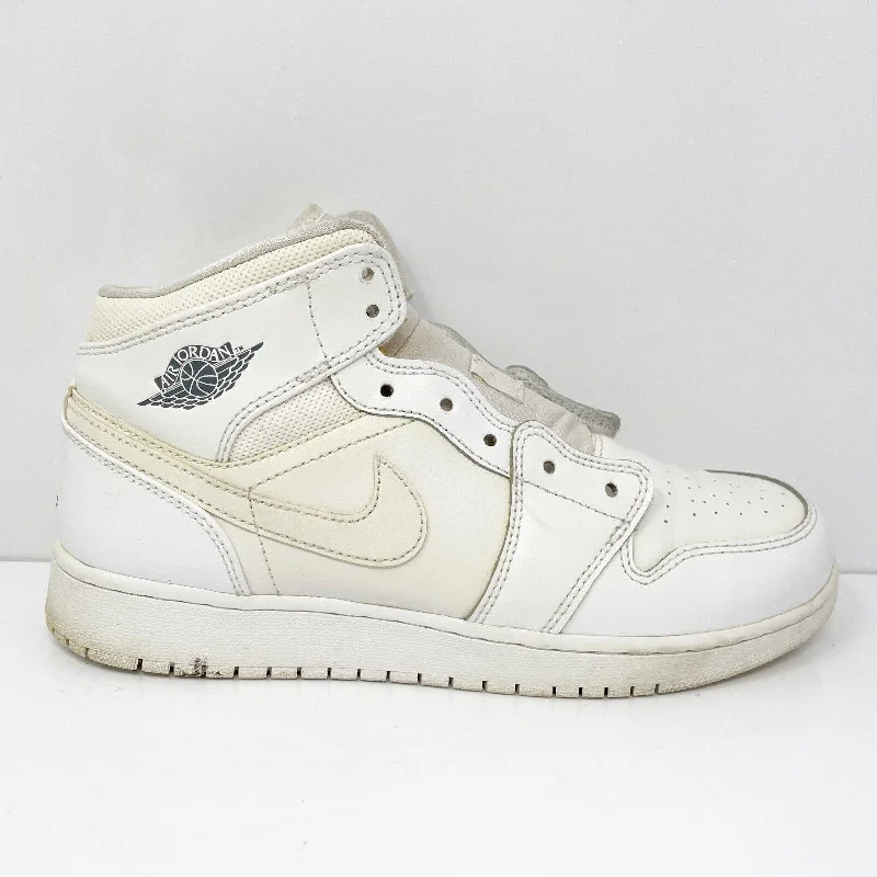 Nike Boys Air Jordan 1 Mid 554725-102 White Basketball Shoes Sneakers Size 6Y