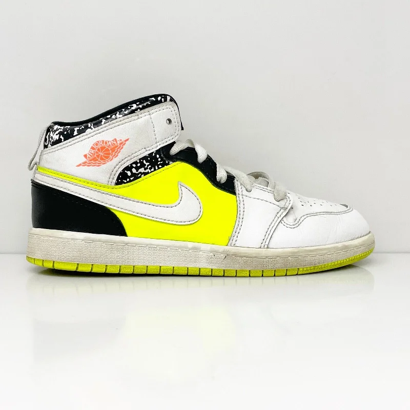 Nike Boys Air Jordan 1 Mid 640734-870 White Basketball Shoes Sneakers Size 3Y