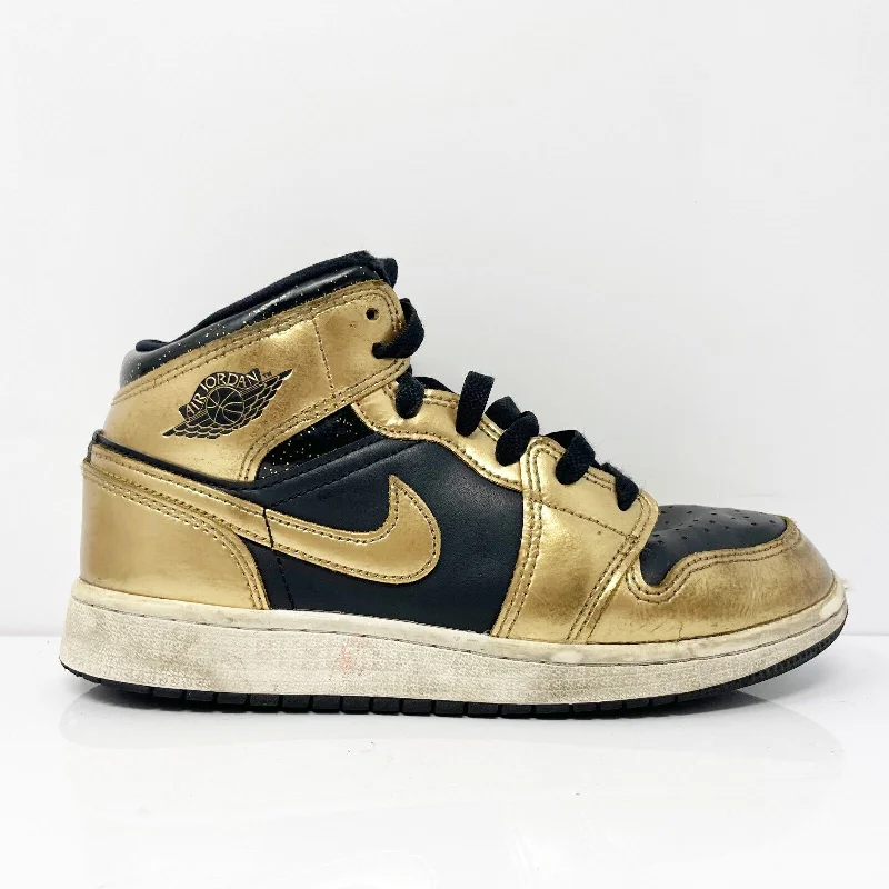 Nike Boys Air Jordan 1 Mid SE DR6967-071 Gold Basketball Shoes Sneakers Size 4Y