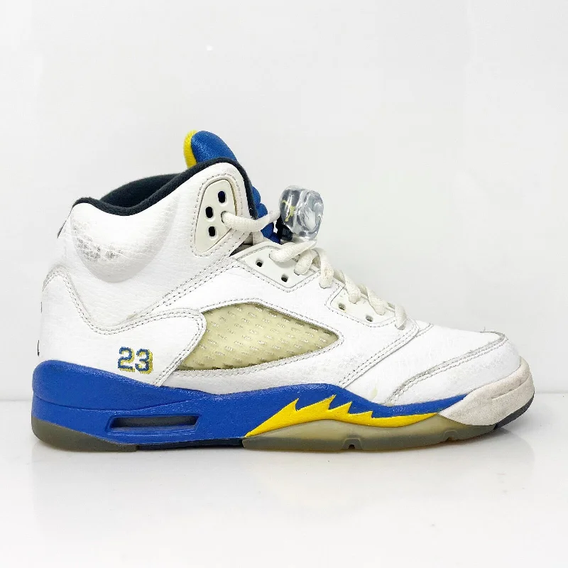 Nike Boys Air Jordan 5 440888-189 White Basketball Shoes Sneakers Size 5Y