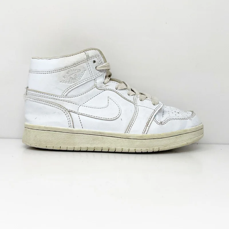 Nike Boys Air Jordan 1 Mid 525761-017 White Basketball Shoes Sneakers Size 3