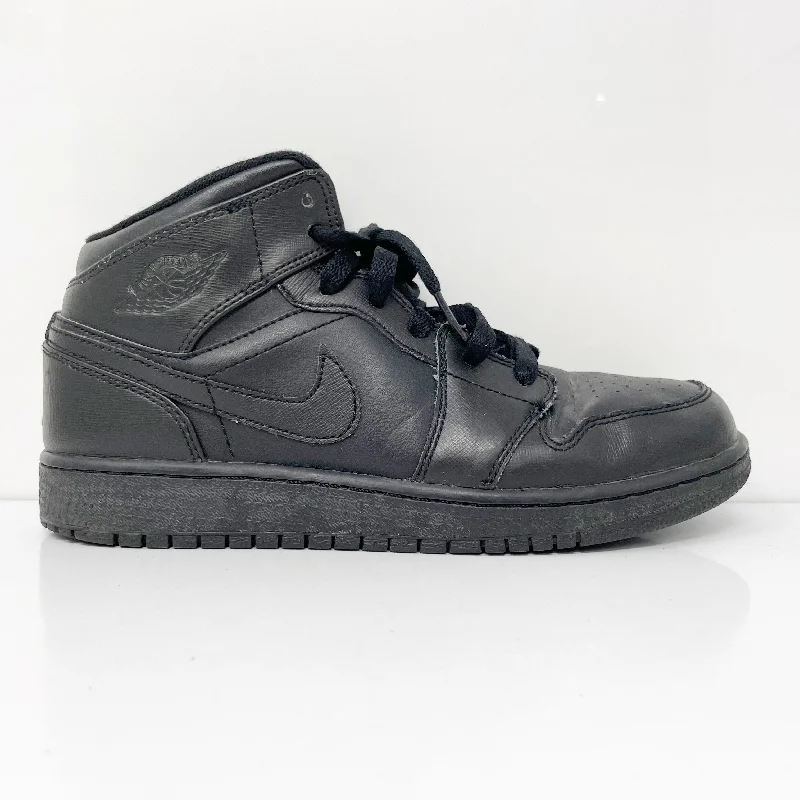 Nike Boys Air Jordan 1 Mid 554725-010 Black Basketball Shoes Sneakers Size 6Y