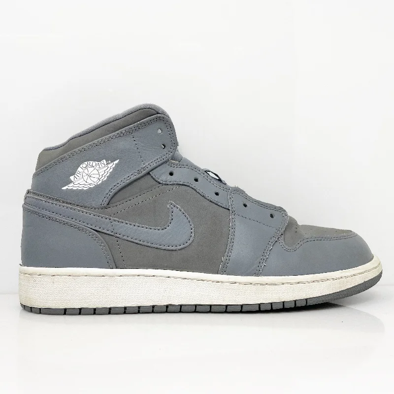 Nike Boys Air Jordan 1 Mid 554725-014 Gray Basketball Shoes Sneakers Size 6.5Y