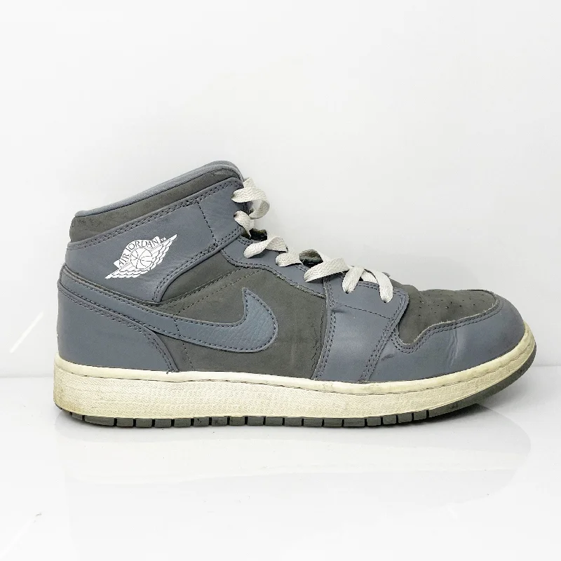 Nike Boys Air Jordan 1 Mid 554725-014 Gray Basketball Shoes Sneakers Size 7Y