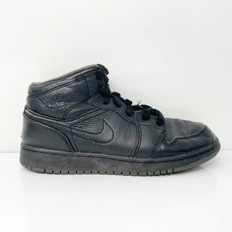 Nike Boys Air Jordan 1 Mid 554725-021 Black Basketball Shoes Sneakers Size 4Y