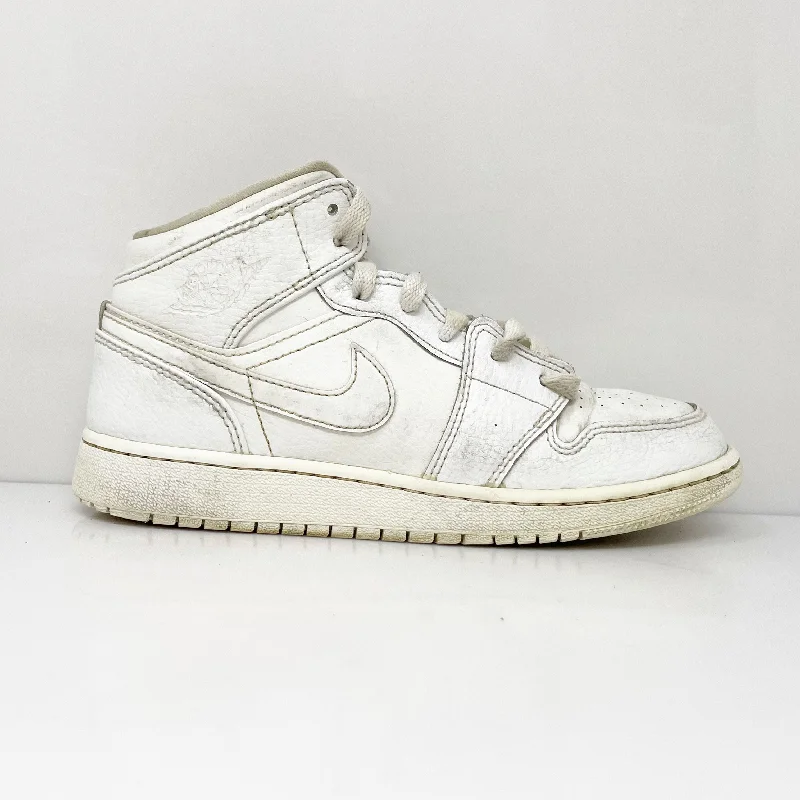 Nike Boys Air Jordan 1 Mid 554725-126 White Basketball Shoes Sneakers Size 4.5Y