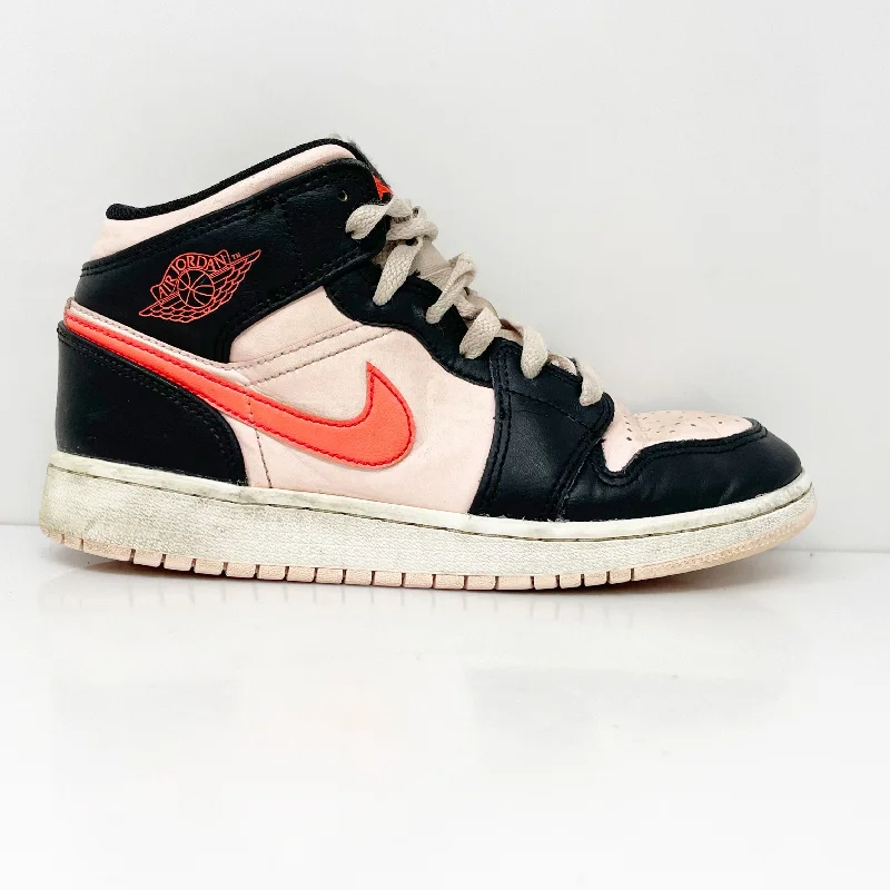 Nike Boys Air Jordan 1 Mid 554725-604 Pink Basketball Shoes Sneakers Size 4.5Y