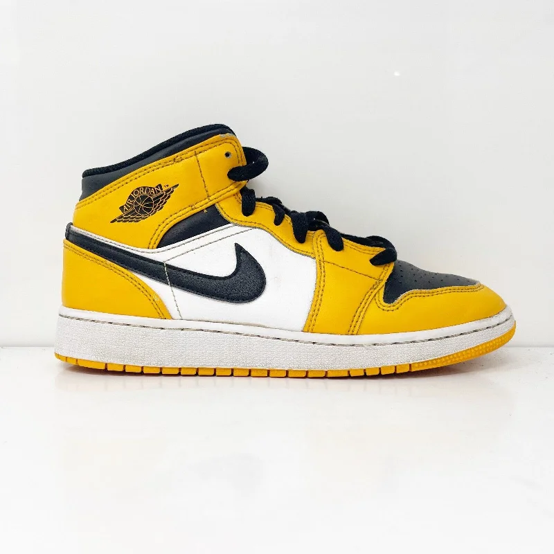 Nike Boys Air Jordan 1 Mid 554725-701 Yellow Basketball Shoes Sneakers Size 6Y