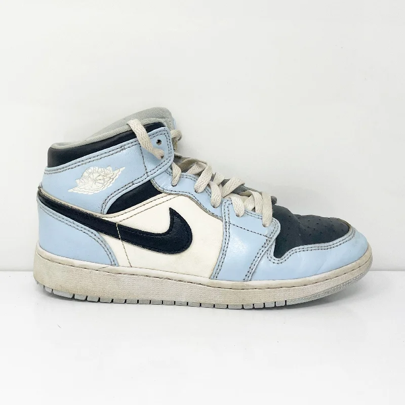 Nike Boys Air Jordan 1 Mid 555112-401 Blue Basketball Shoes Sneakers Size 4.5Y