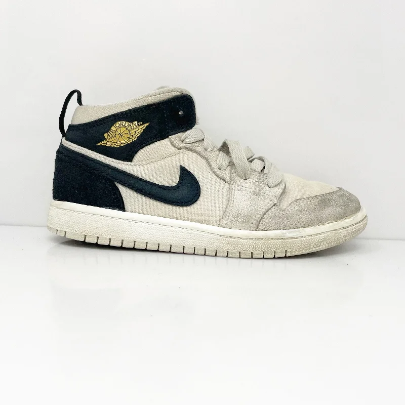 Nike Boys Air Jordan 1 Mid 640734-023 Beige Basketball Shoes Sneakers Size 13C