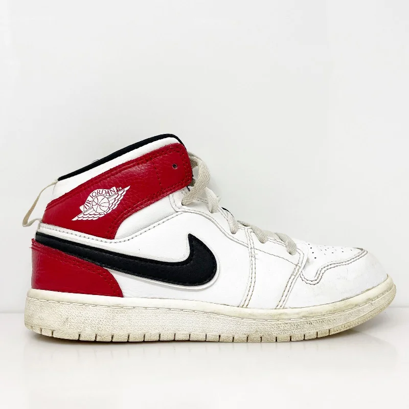 Nike Boys Air Jordan 1 Mid 640734-116 White Basketball Shoes Sneakers Size 2Y