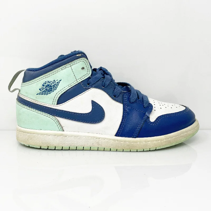 Nike Boys Air Jordan 1 Mid 640734-413 Blue Basketball Shoes Sneakers Size 3Y