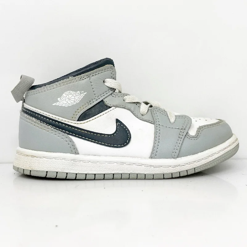 Nike Boys Air Jordan 1 Mid 640735-078 Gray Basketball Shoes Sneakers Size 10C