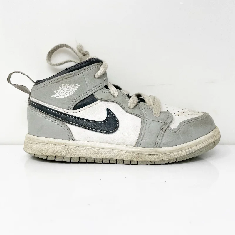 Nike Boys Air Jordan 1 Mid 640735-078 Gray Basketball Shoes Sneakers Size 9C