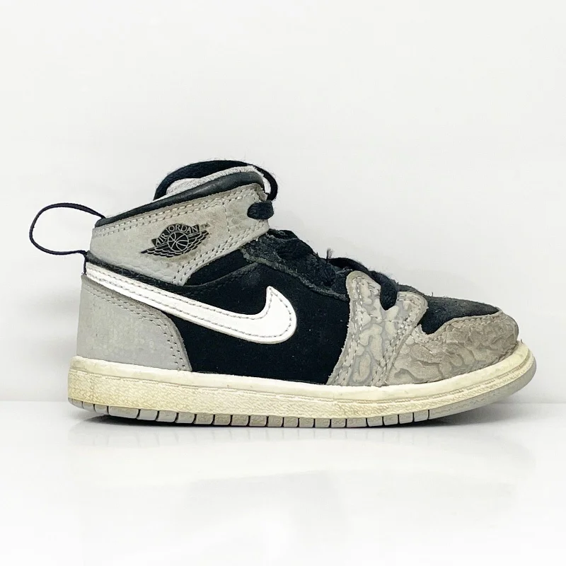 Nike Boys Air Jordan 1 Mid DM6217-016 Gray Basketball Shoes Sneakers Size 8C