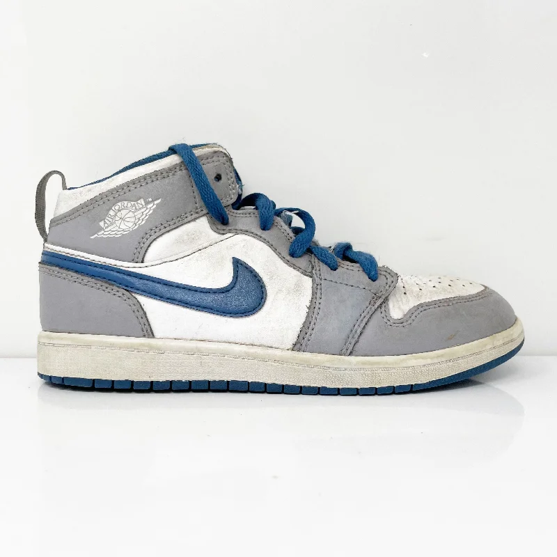 Nike Boys Air Jordan 1 Mid DQ8424-014 Gray Basketball Shoes Sneakers Size 3Y