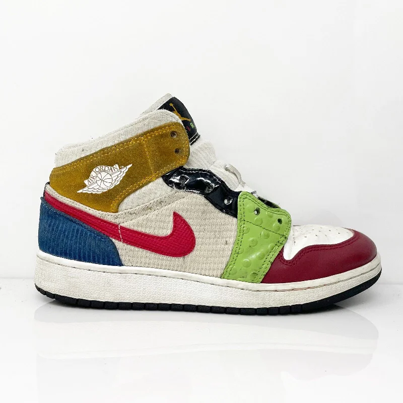 Nike Boys Air Jordan 1 Mid SE DR6957-100 White Basketball Shoes Sneakers Size 6Y