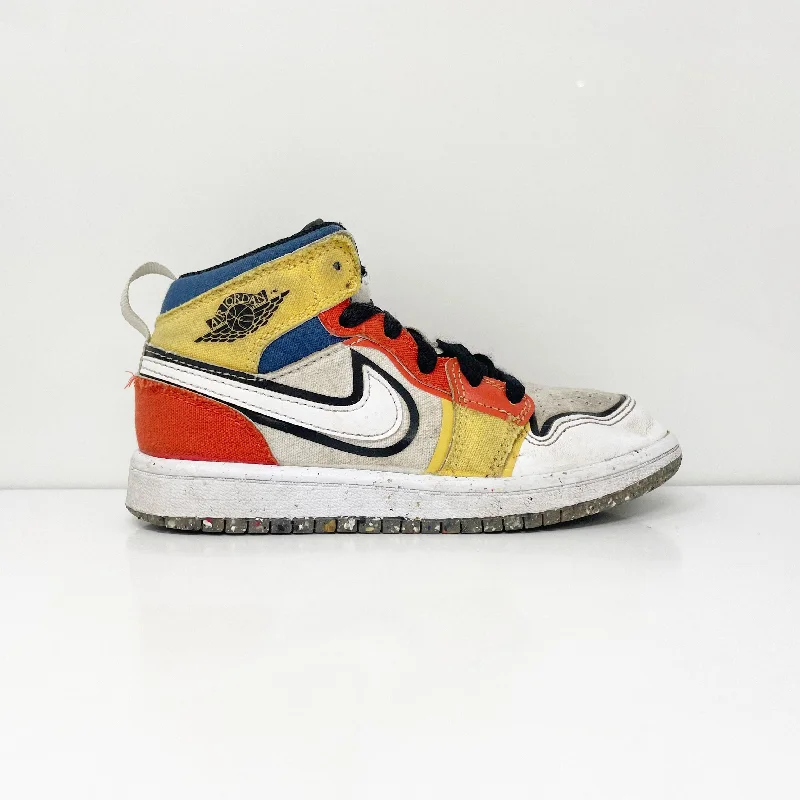 Nike Boys Air Jordan 1 Mid SE DV1318-100 White Basketball Shoes Sneakers Sz 12C