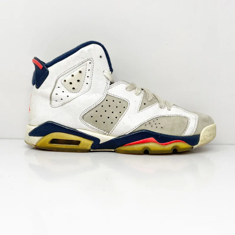 Nike Boys Air Jordan 6 384665-104 White Basketball Shoes Sneakers Size 6Y