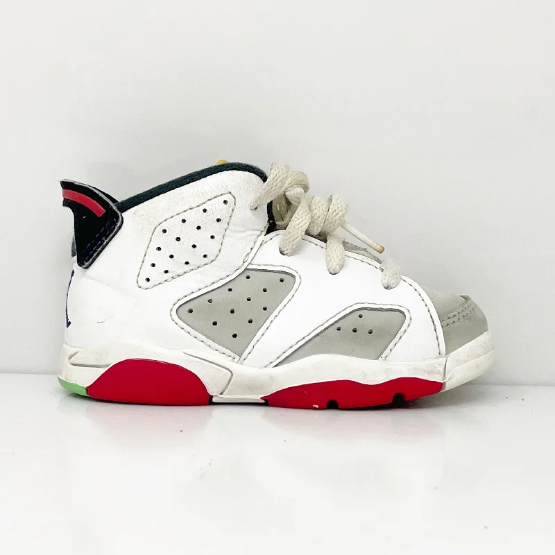 Nike Boys Air Jordan 6 384667-062 White Basketball Shoes Sneakers Size 6C