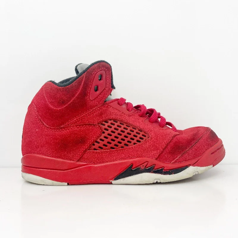 Nike Boys Air Jordan Retro 5 440889-602 Red Basketball Shoes Sneakers Size 1Y